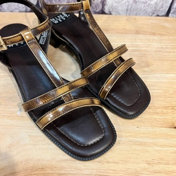 Nine West Brown Leather Strappy Sandals Size 7.5 - Picture 5 of 8